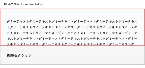 200%にズームした際にテキストがコンテナから見切れて読めなくなった例